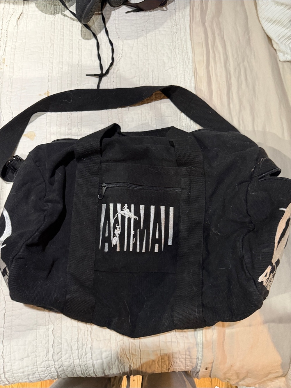 Animal Black Canvas Duffel with White Logo
